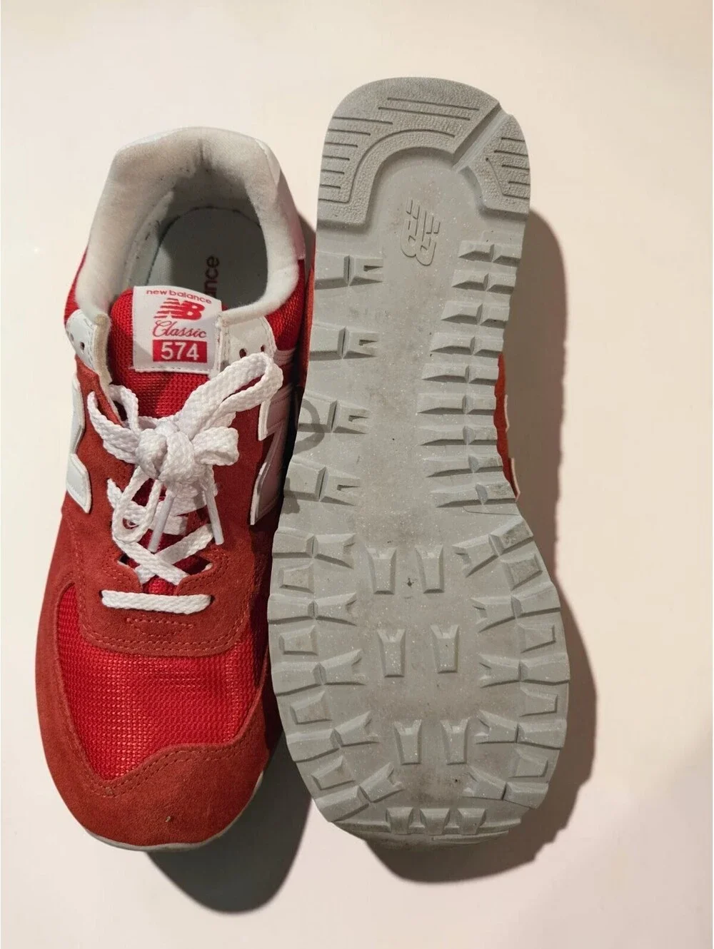 New Balance 574 Classic Red White ML574PI2 Men's 10.5 Suede Sneakers